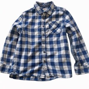 Boys Cat & Jack Blue and White Plaid Button-Up Shirt Size 6/7